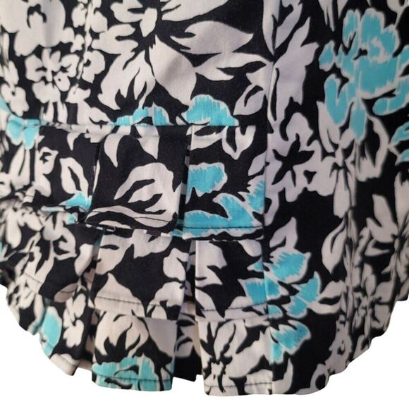 Cato Floral Black Blue White Pencil Ruffle Back Skirt Size 8 - Picture 4 of 7